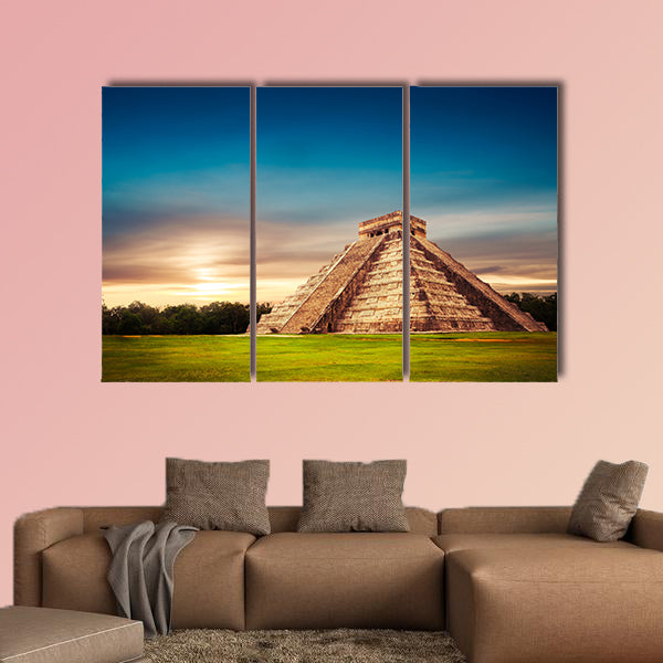  Temple of Kukulkan, pyramid in Chichen Itza, Yucatan, Mexico multi panel canvas wall art