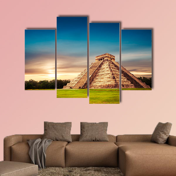  Temple of Kukulkan, pyramid in Chichen Itza, Yucatan, Mexico multi panel canvas wall art