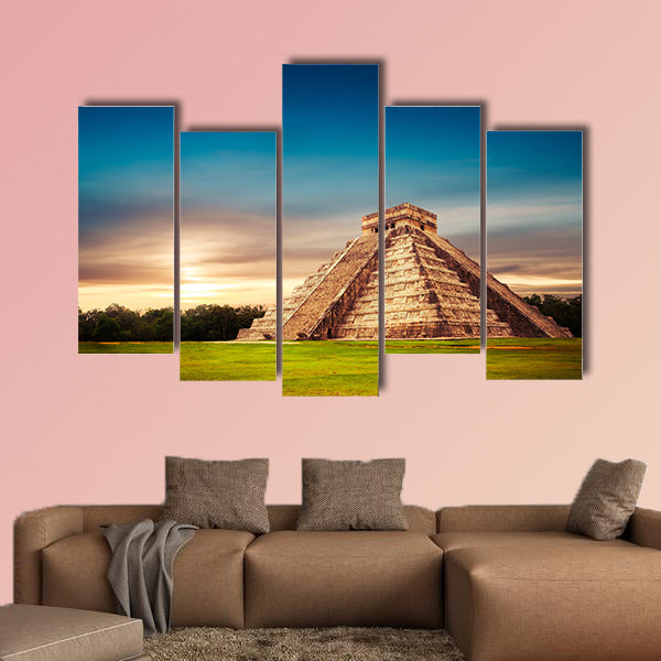  Temple of Kukulkan, pyramid in Chichen Itza, Yucatan, Mexico multi panel canvas wall art
