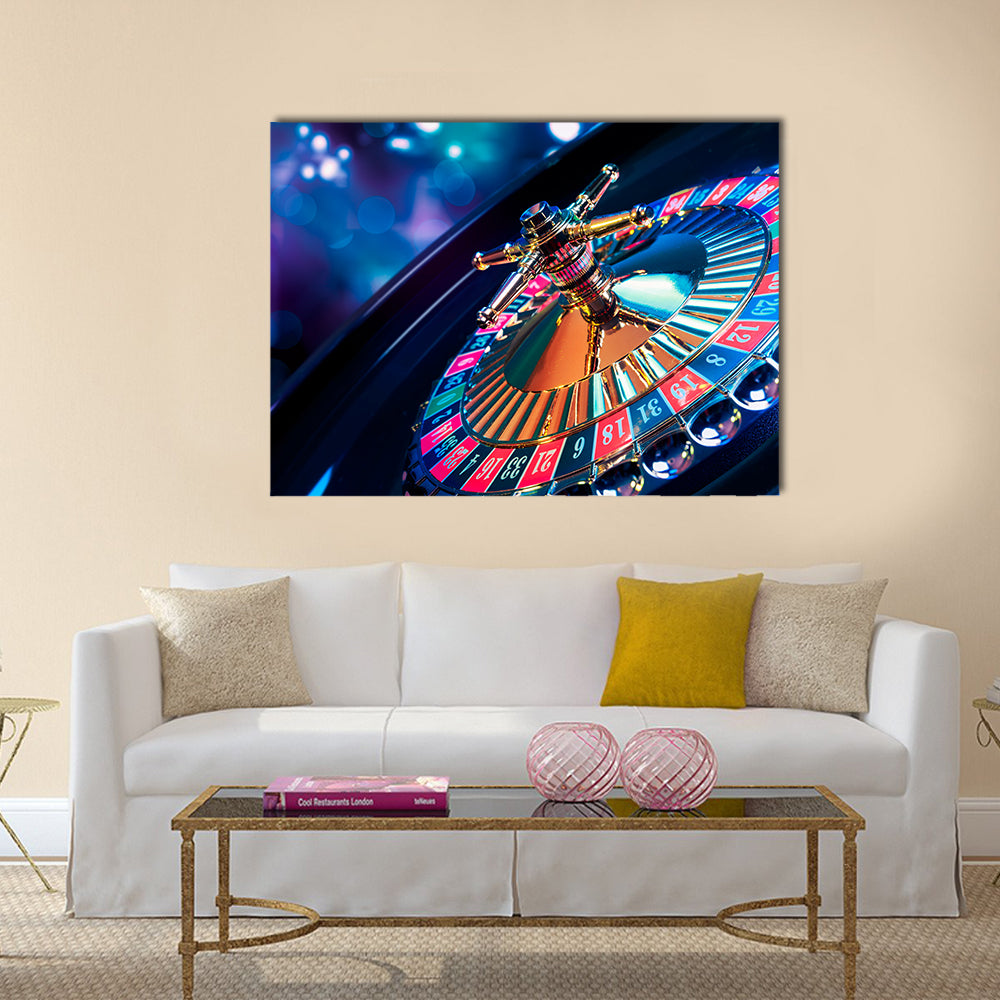 high contrast image of casino roulette Multi panel canvas wall art