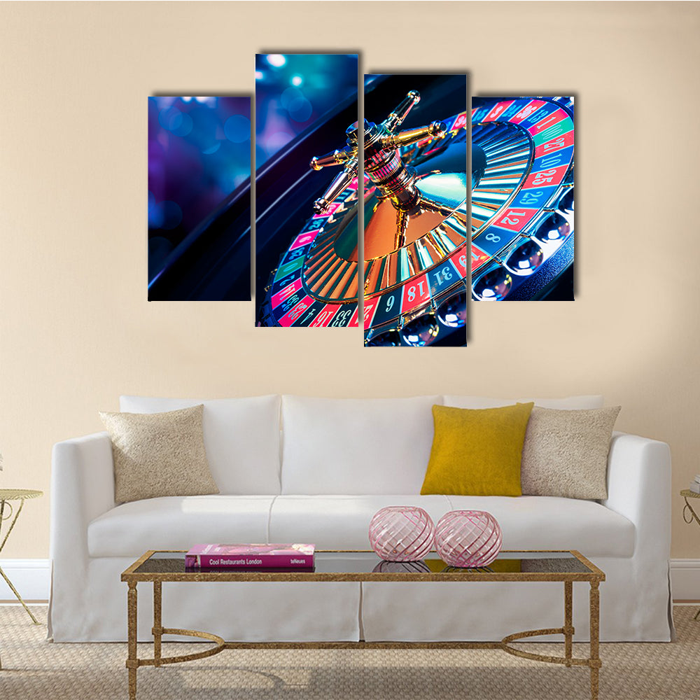 high contrast image of casino roulette Multi panel canvas wall art