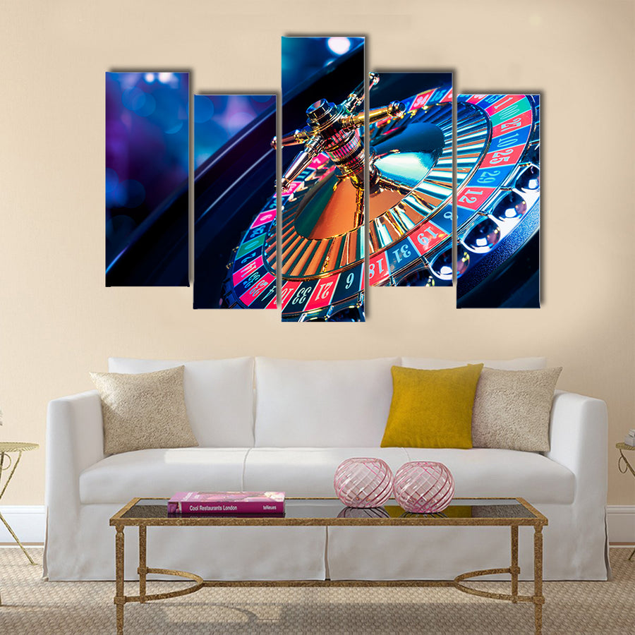 high contrast image of casino roulette Multi panel canvas wall art