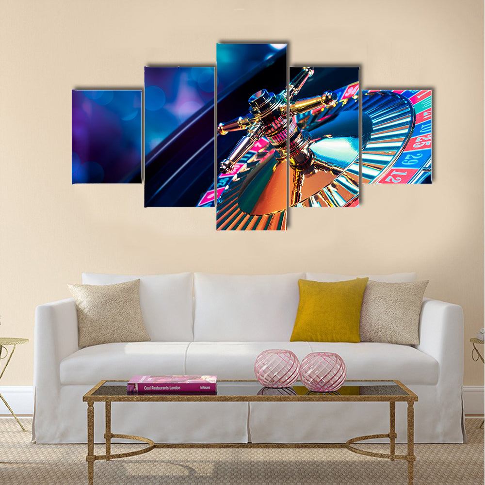high contrast image of casino roulette Multi panel canvas wall art