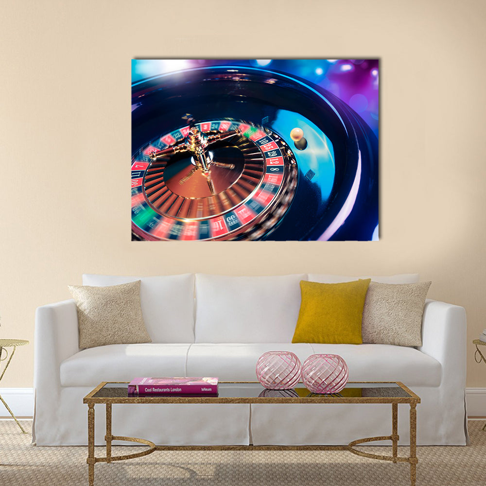 high contrast image of casino roulette in motion Multi panel canvas wall art
