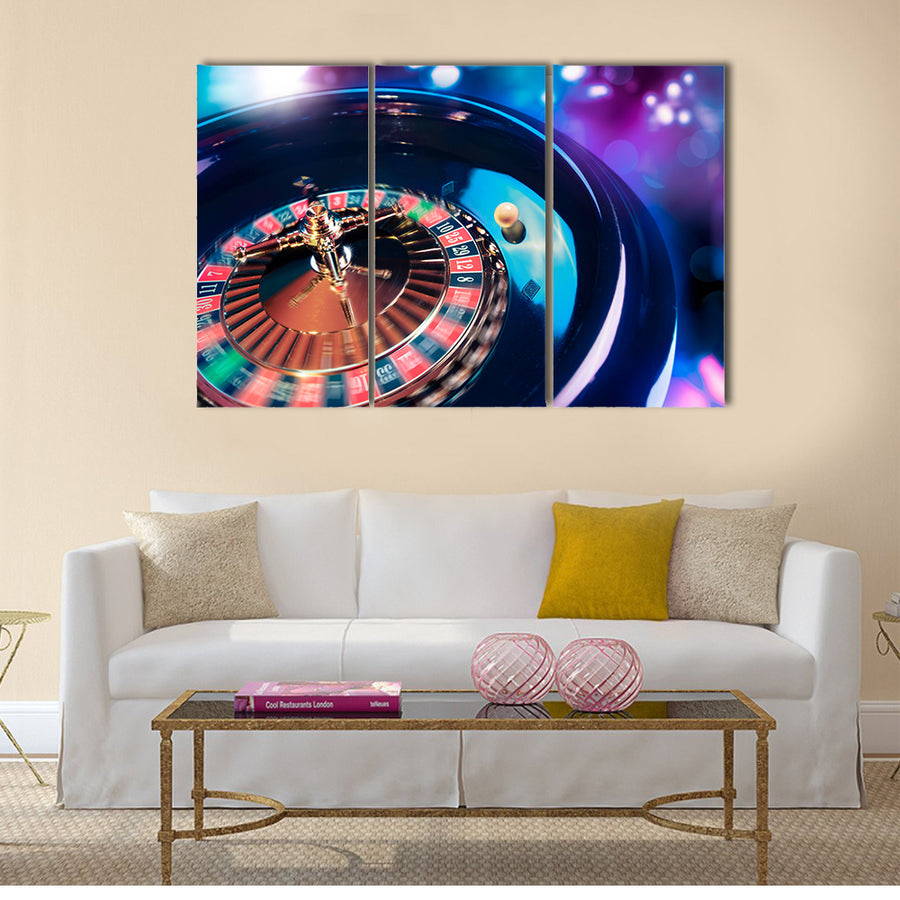 high contrast image of casino roulette in motion multi panel canvas wall art