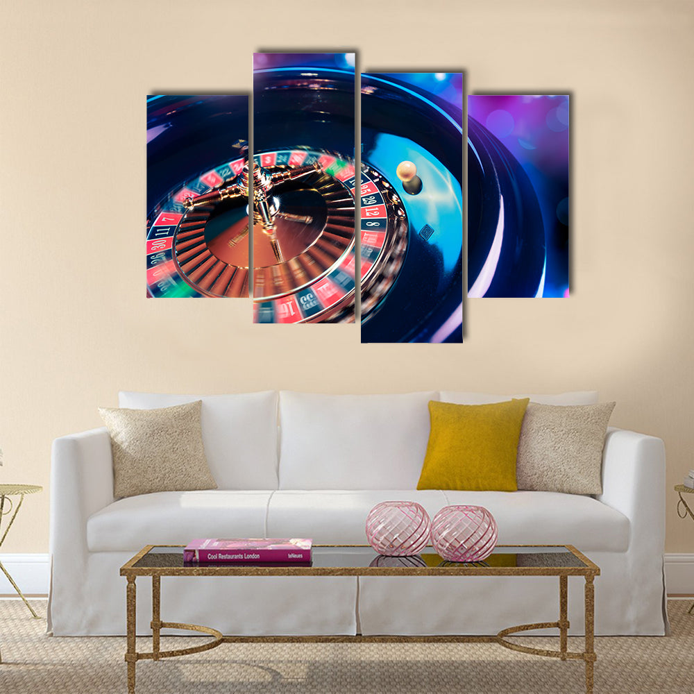 high contrast image of casino roulette in motion Multi panel canvas wall art
