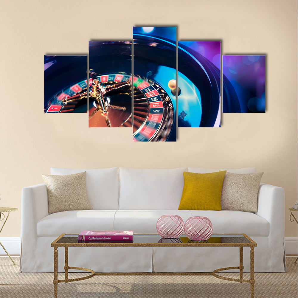 high contrast image of casino roulette in motion Multi panel canvas wall art