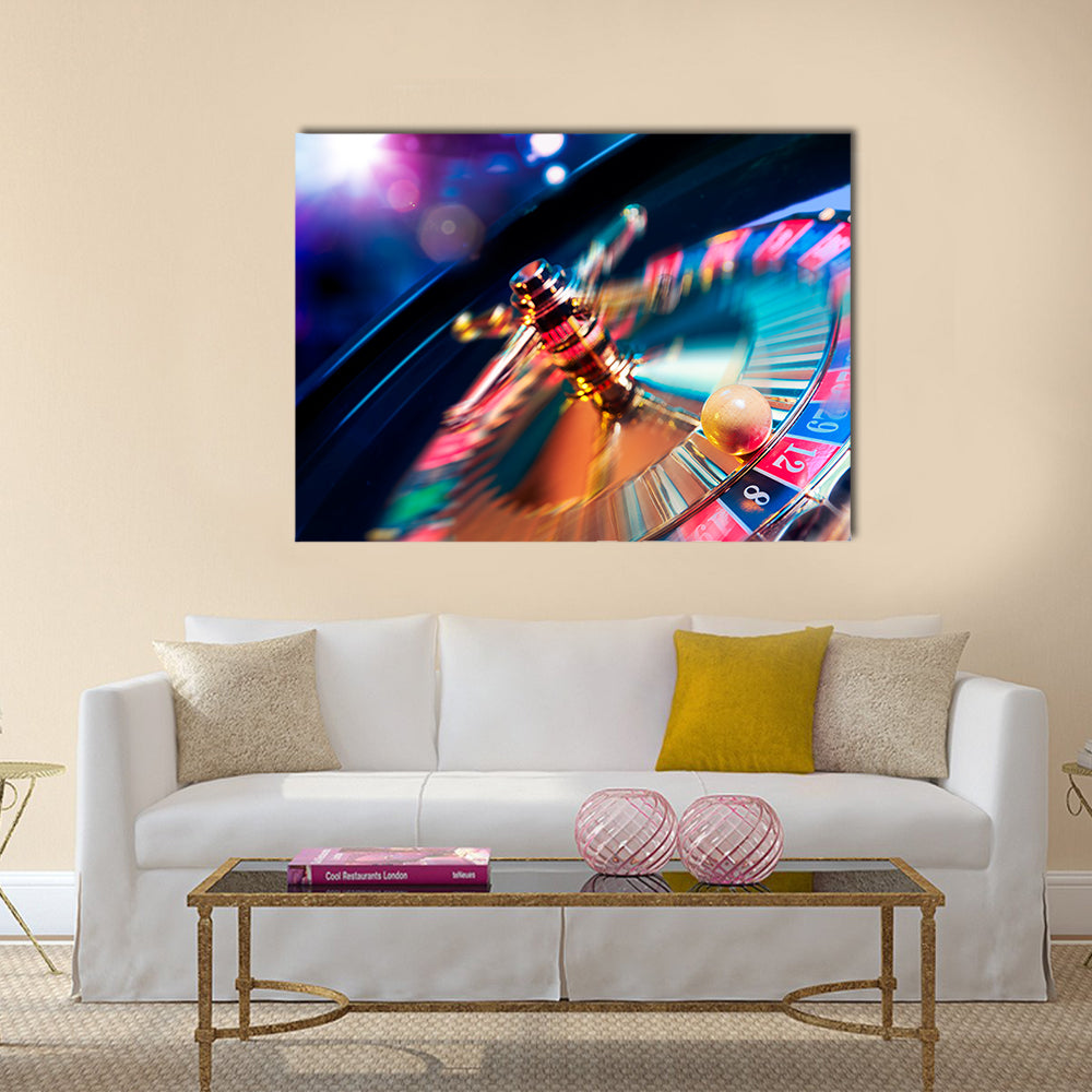 high contrast image of casino roulette in motion multi panel canvas wall art