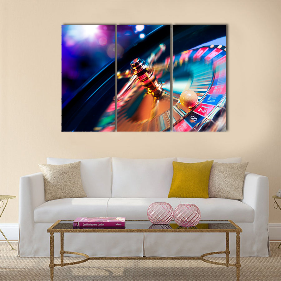 high contrast image of casino roulette in motion multi panel canvas wall art