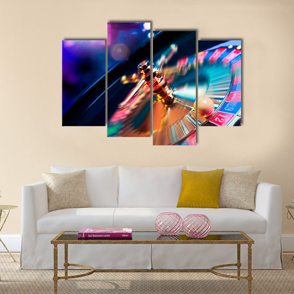 high contrast image of casino roulette in motion multi panel canvas wall art
