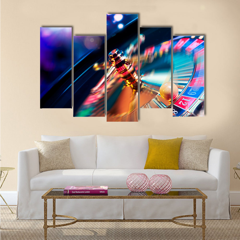 high contrast image of casino roulette in motion multi panel canvas wall art