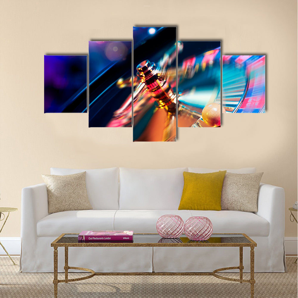 high contrast image of casino roulette in motion multi panel canvas wall art