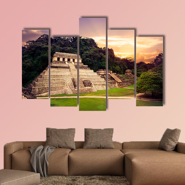 Ruins of Palenque, Maya city in Chiapas, Mexico multi panel canvas wall art