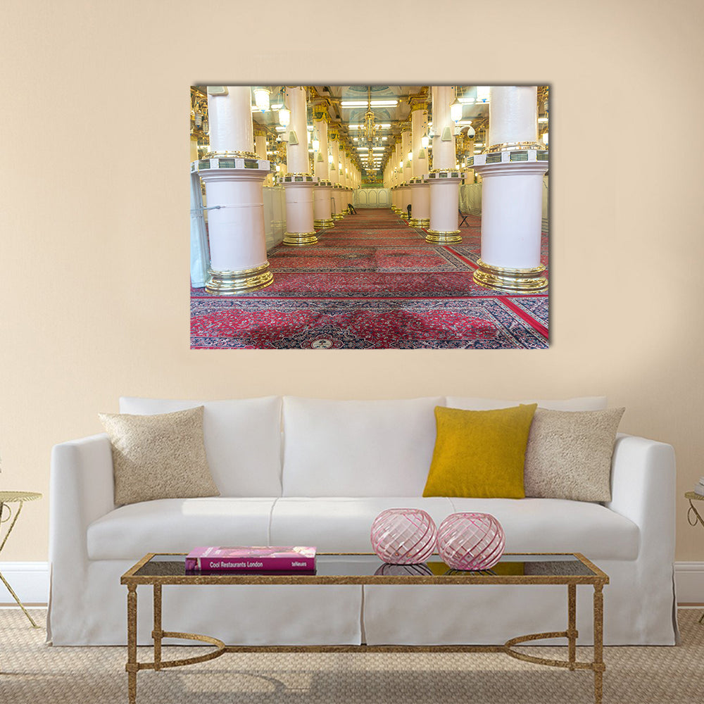 Interior of Masjid Nabawi   multi panel canvas wall art