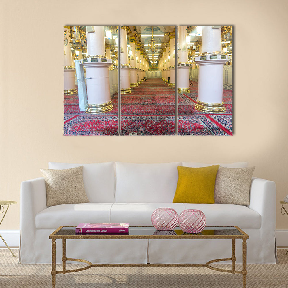 Interior of Masjid Nabawi   multi panel canvas wall art