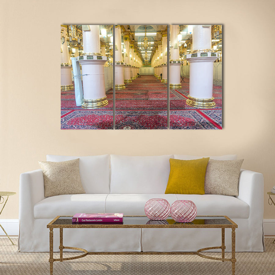 Interior of Masjid Nabawi   multi panel canvas wall art
