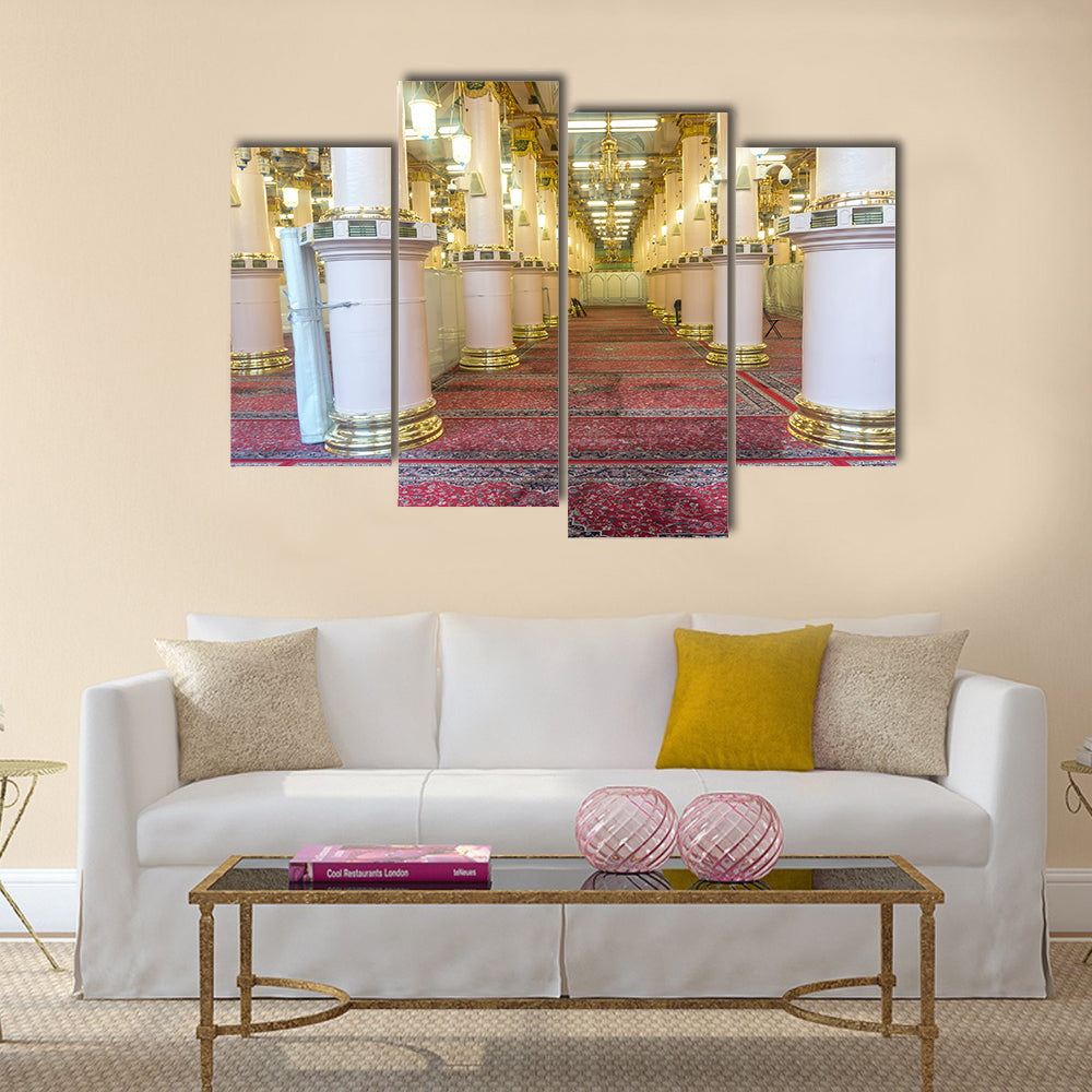Interior of Masjid Nabawi   multi panel canvas wall art