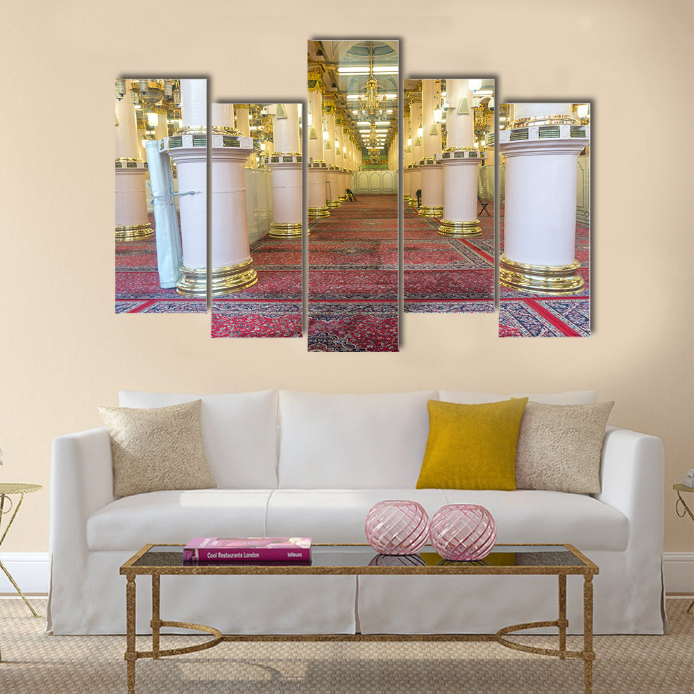 Interior of Masjid Nabawi   multi panel canvas wall art