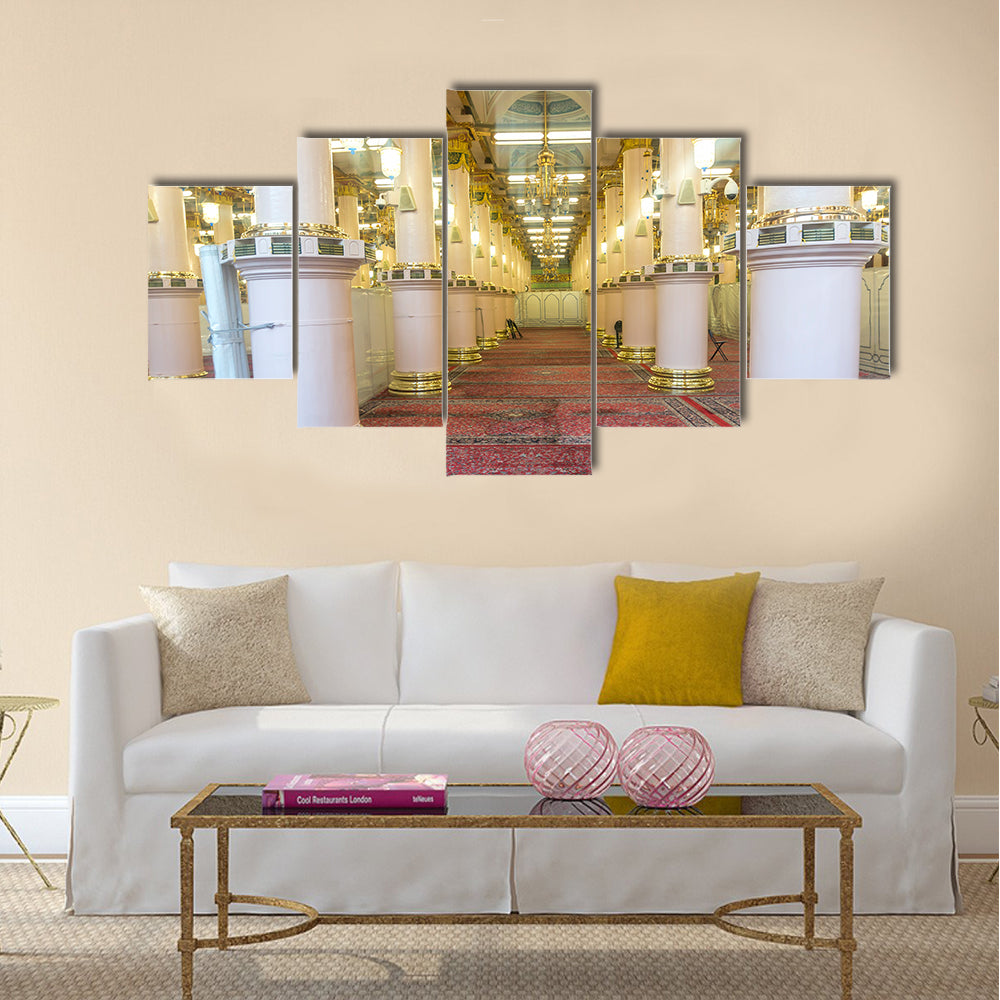 Interior of Masjid Nabawi   multi panel canvas wall art