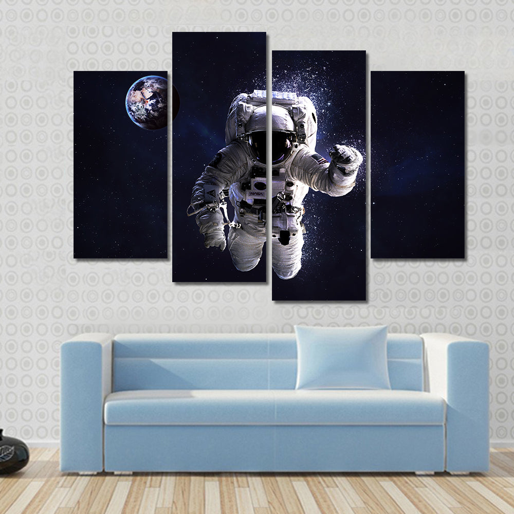 Astronaut In Water Multi Panel Canvas Wall Art