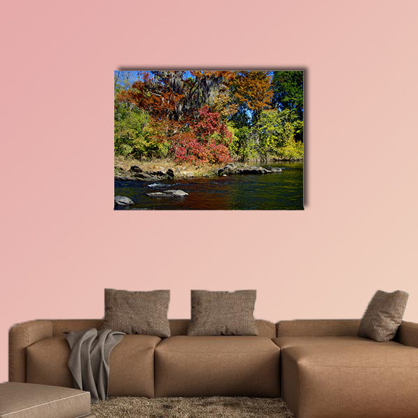 Fall colors on the Coosa River in the Alabama USA multi panel canvas wall art
