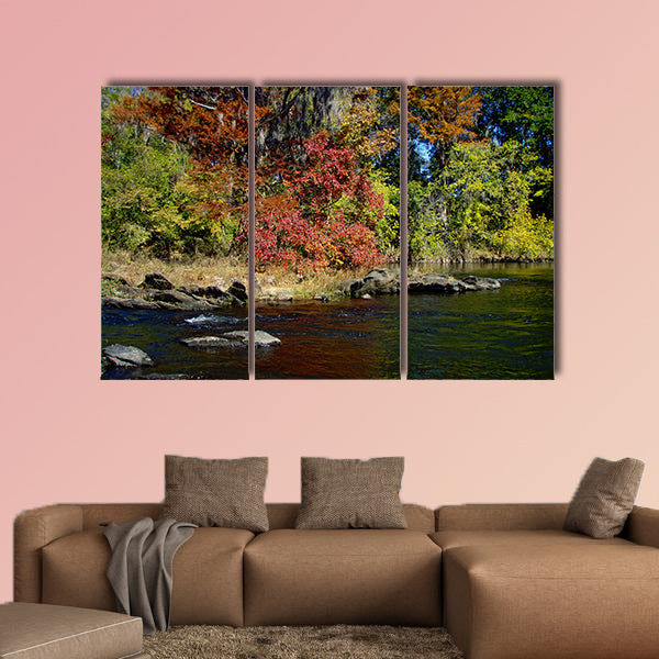 Fall colors on the Coosa River in the Alabama USA multi panel canvas wall art