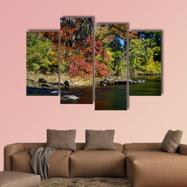 Fall colors on the Coosa River in the Alabama USA multi panel canvas wall art