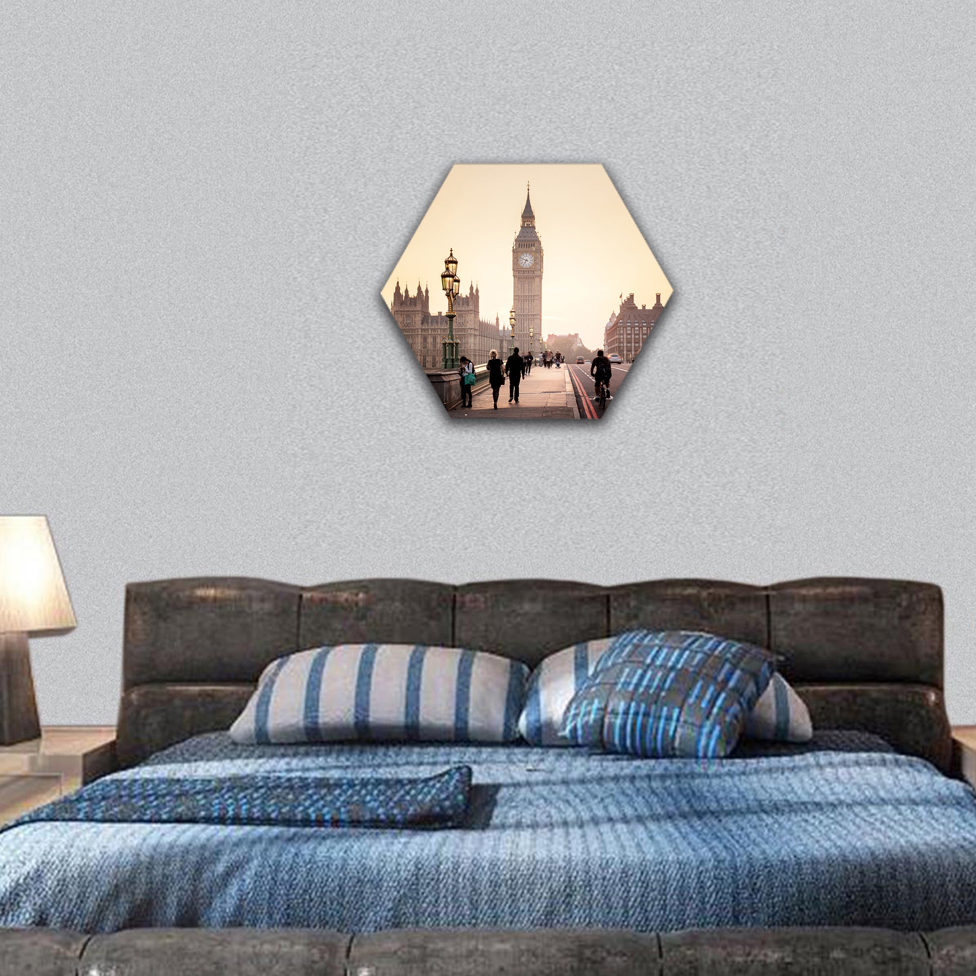 Westminster Bridge at sunset, London, UK hexagonal canvas wall art