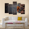 Top view of three different varieties of coffee beans Multi Panel Canvas Wall Art