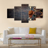 Top view of three different varieties of coffee beans Multi Panel Canvas Wall Art