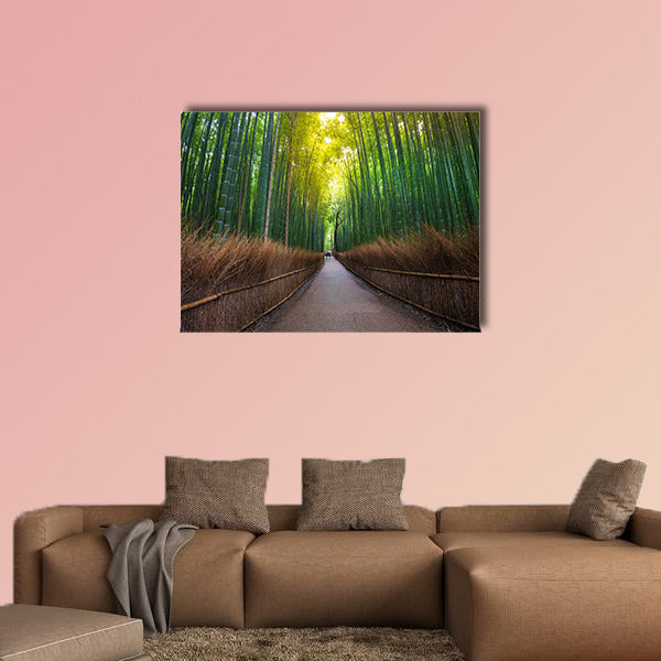 Beautiful bamboo forest and walk way in Kyoto, Japan multi panel canvas wall art