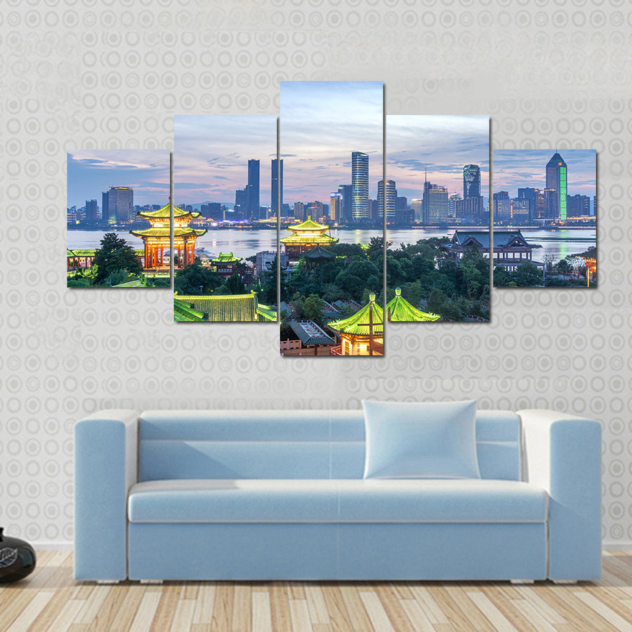 Aerial view of chinese city,Shenzhen Multi panel canvas wall art