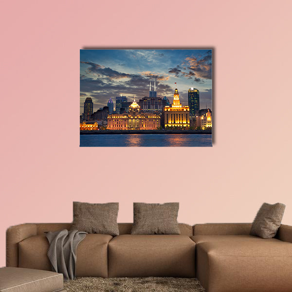Colonial architecture at The Bund, Shanghai, China multi panel canvas wall art
