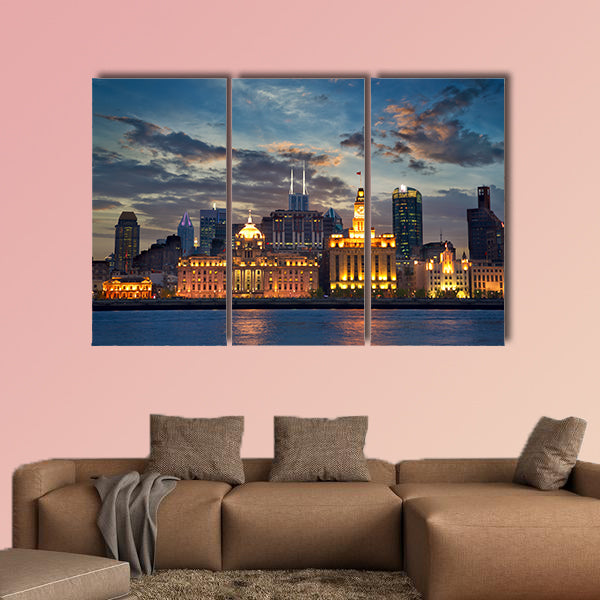 Colonial architecture at The Bund, Shanghai, China multi panel canvas wall art
