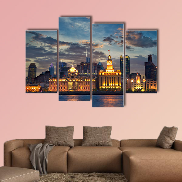 Colonial architecture at The Bund, Shanghai, China multi panel canvas wall art