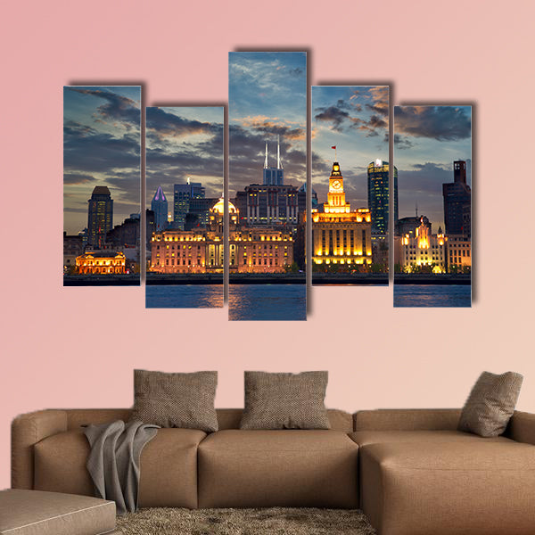 Colonial architecture at The Bund, Shanghai, China multi panel canvas wall art