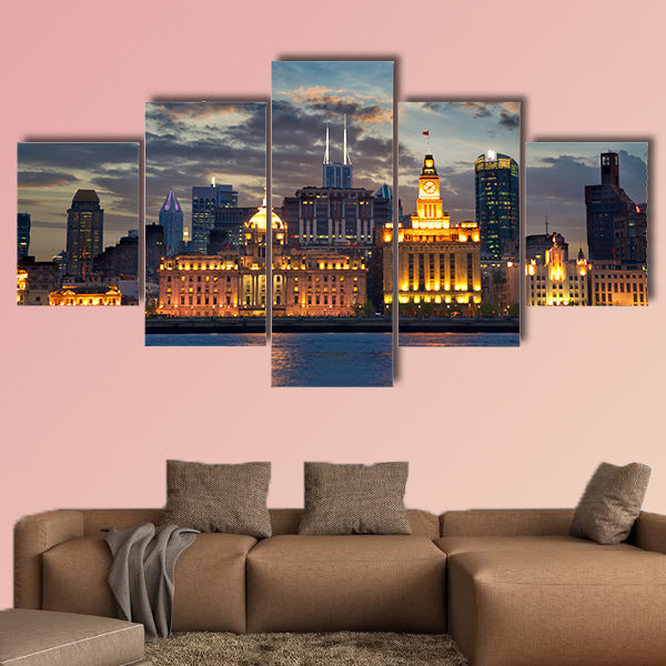 Colonial architecture at The Bund, Shanghai, China multi panel canvas wall art