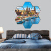 Old Town architecture with Elbe river, Germany hexagonal canvas wall art