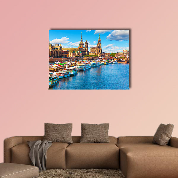 Scenic summer view of the Old Town in Dresden, Saxony multi panel canvas wall art