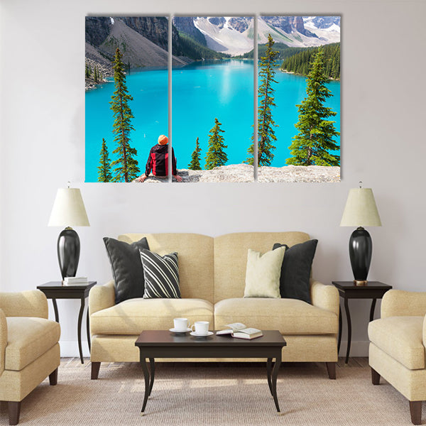 Beautiful Moraine lake in Banff National park multi panel canvas wall art