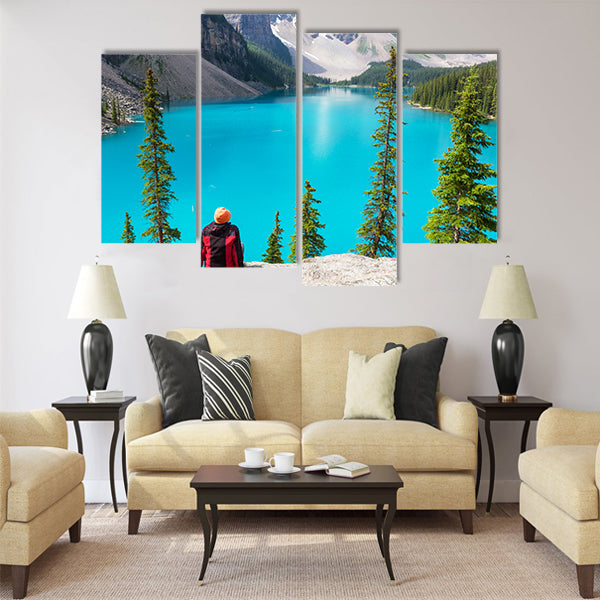 Beautiful Moraine lake in Banff National park multi panel canvas wall art