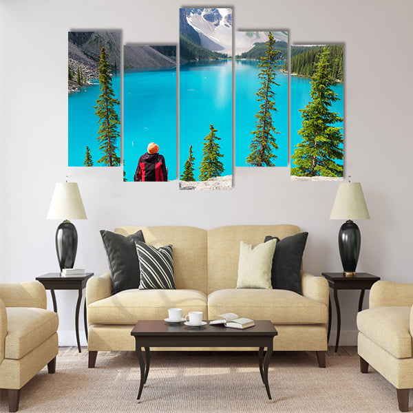 Beautiful Moraine lake in Banff National park multi panel canvas wall art
