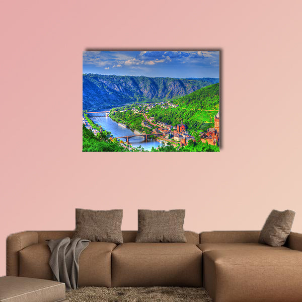 View over Cochem on the Moselle in Germany multi panel canvas wall art