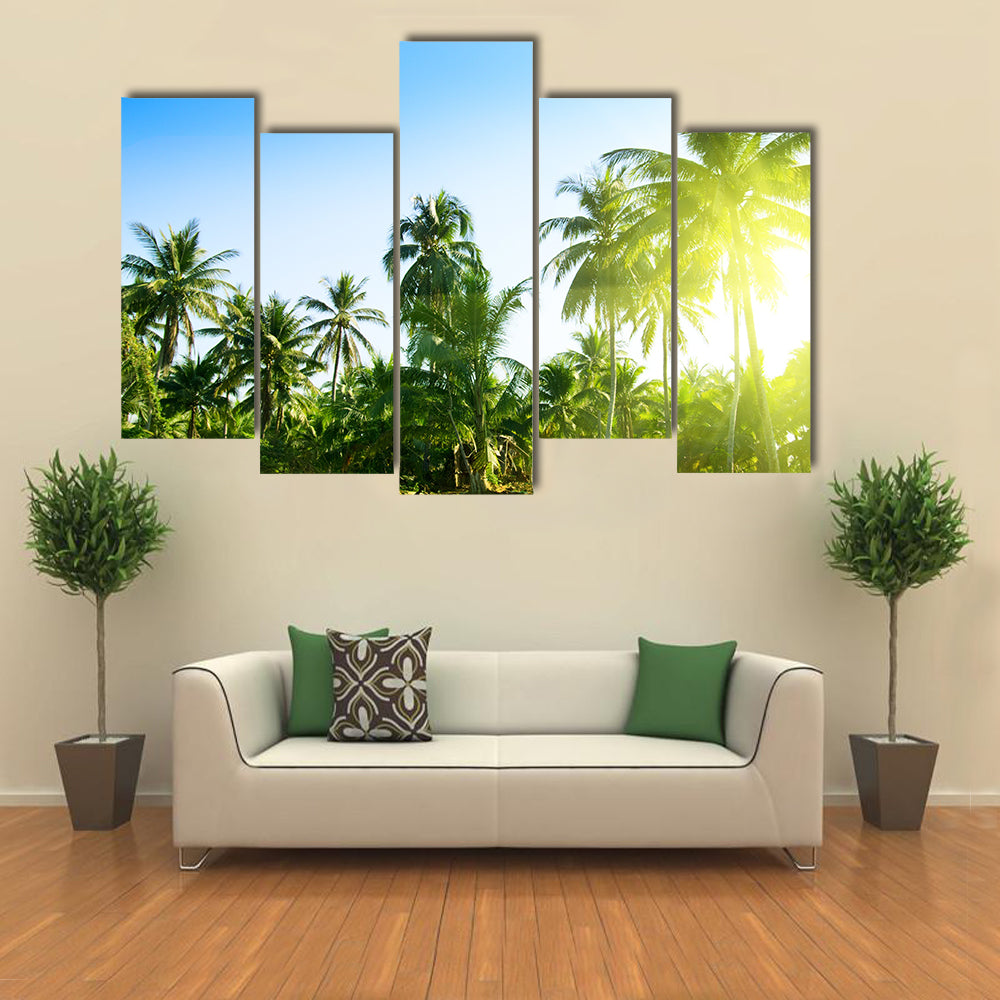 The Sunset In The Jungle Of The Thailand, Multi Panel Canvas Wall Art