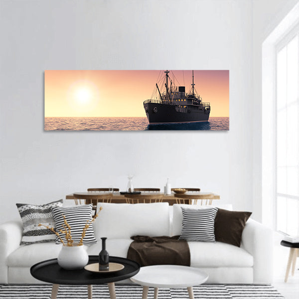 Cargo Ship panoramic canvas wall art