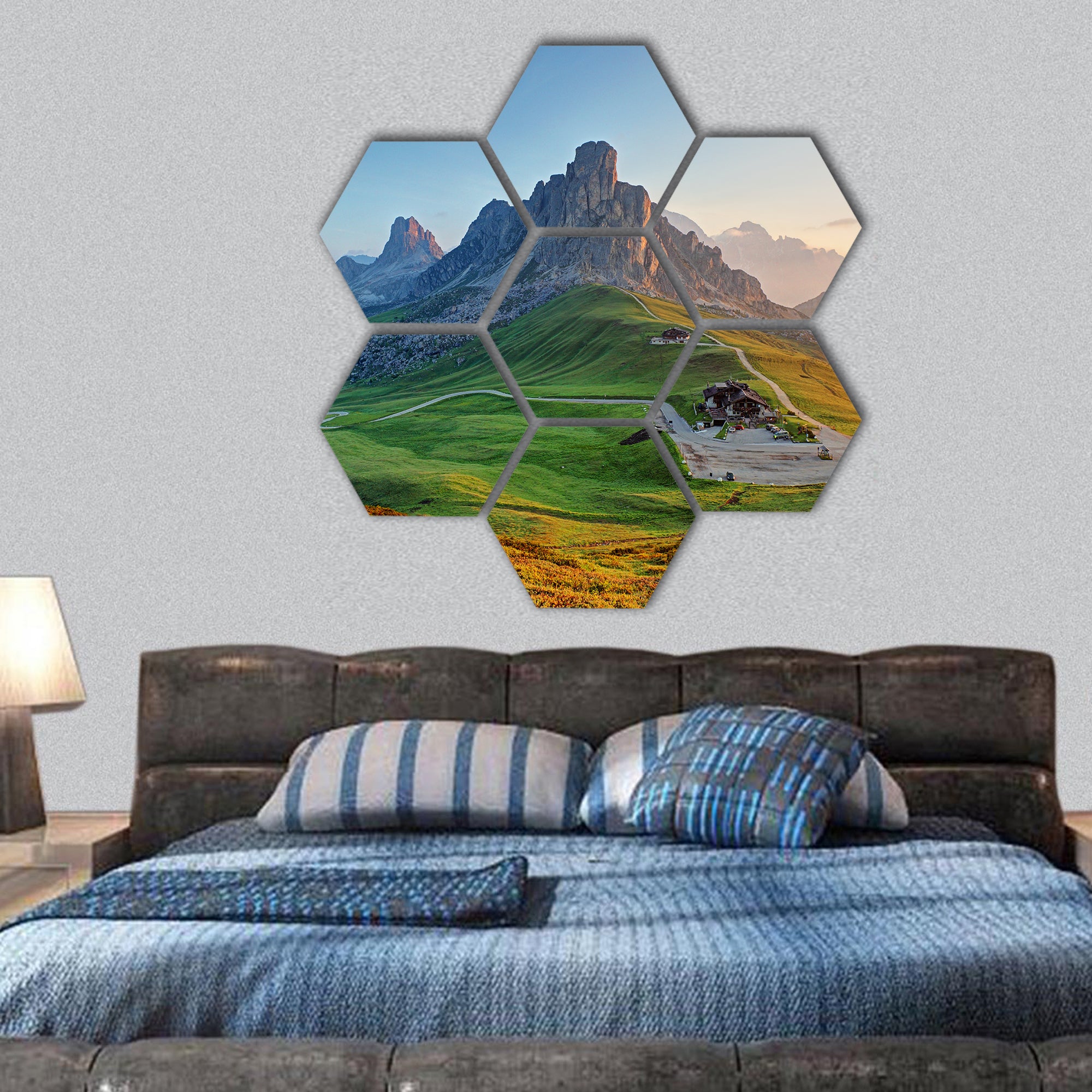 Dolomites landscape hexagonal canvas wall art