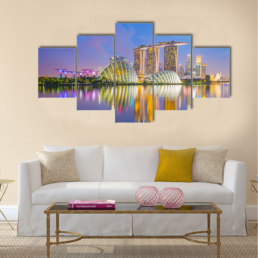 Singapore cityscapes at twilight, Multi Panel Canvas Wall Art