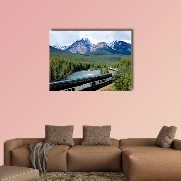Train in Canadian Rockies Multi panel canvas wall art