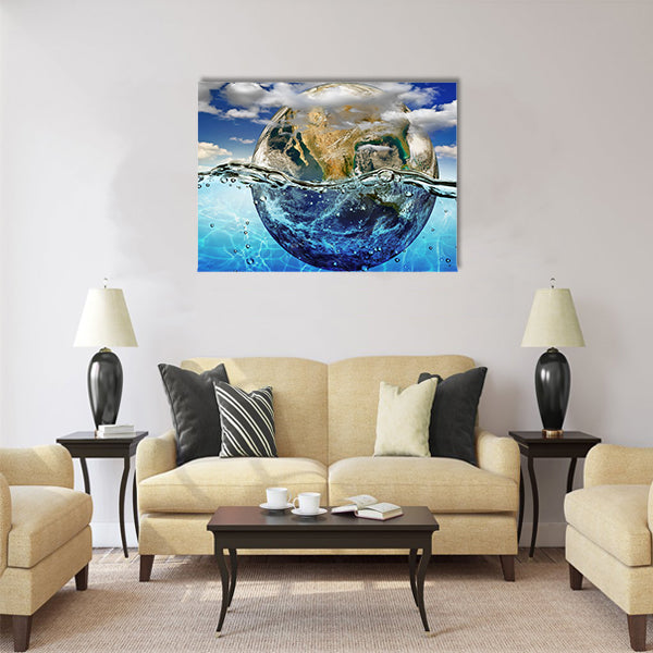 Earth is immersed in water Multi Panel Canvas Wall Art