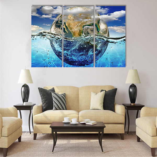 Earth is immersed in water Multi Panel Canvas Wall Art